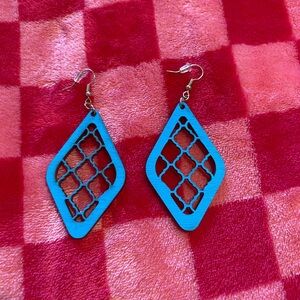 Teal waffle earrings